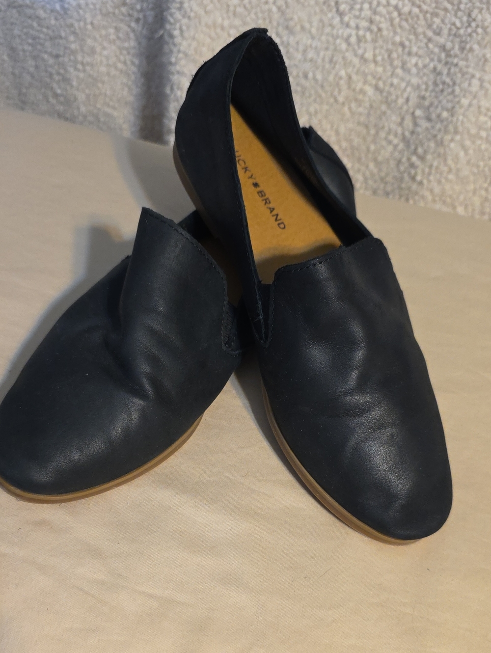 Lucky Brand Black Leather Slip-On Loafers